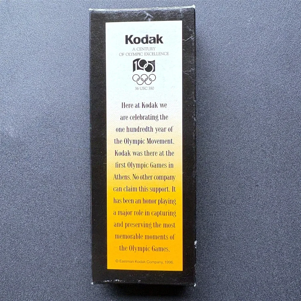 Vintage Kodak 1996 Centennial Olympic Games Watch Black Gold Leather Boxed